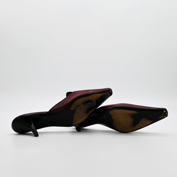 PRADA Kitten Heel Mules Tassel Square Pointed Toe EUC Vintage 36.5 - Picture 6 of 7